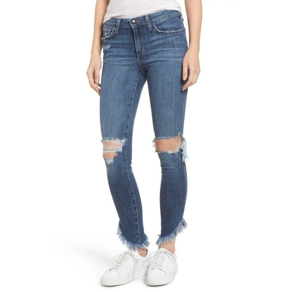 Joe’s Jeans Skinny Jeans Icon Aydin Distressed asymmetrical hem denim mid rise - Picture 1 of 16